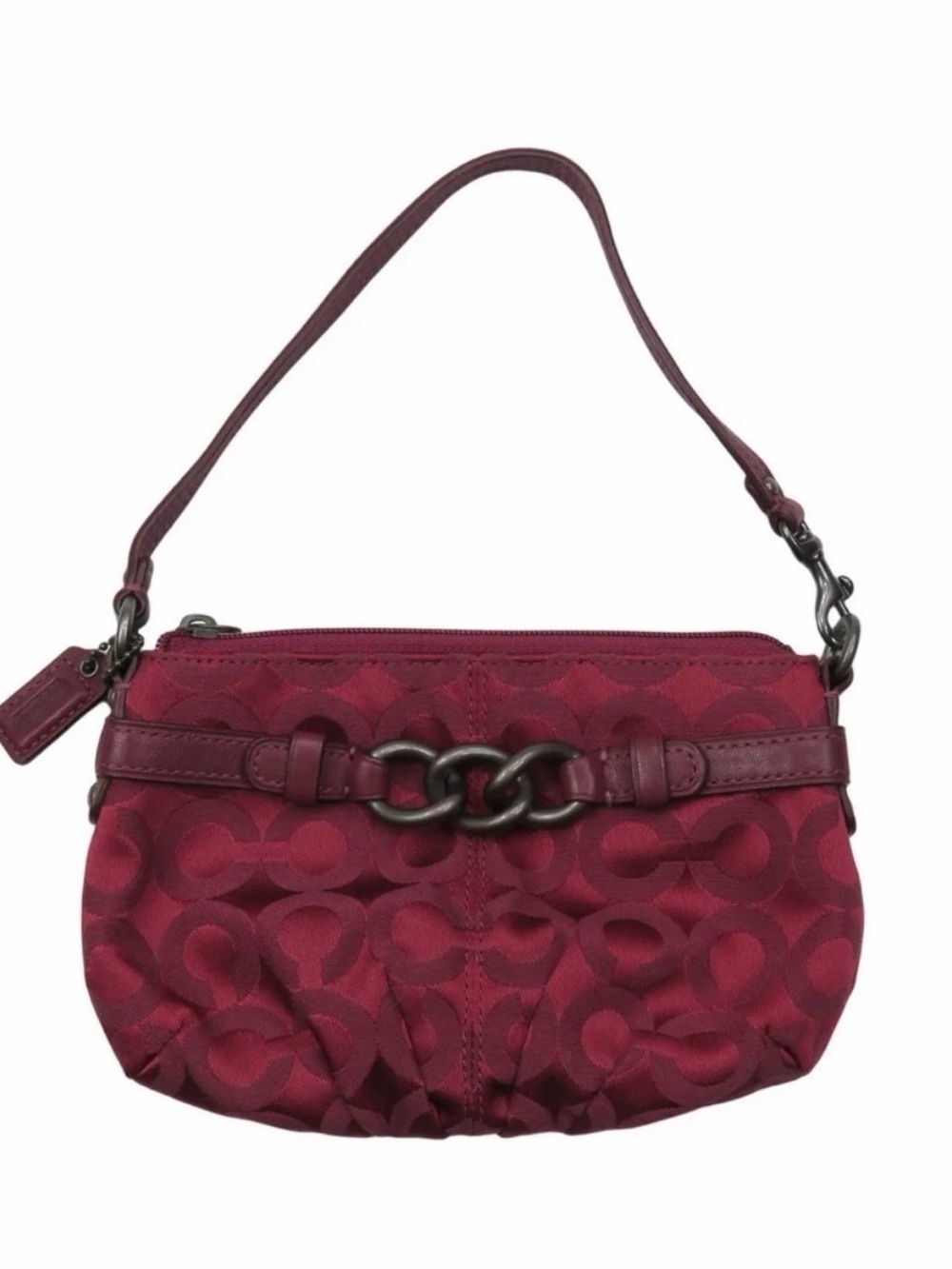 Coach Red Signature Canvas Shoulder Wristlet